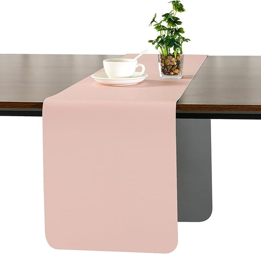 Myir JUN Table Runner Double Sided Vinyl Runner Table 94 Inch Long Runner for Table Washable Waterproof Non-Slip for Home Decorations Gray Pink,12 x 94 inch