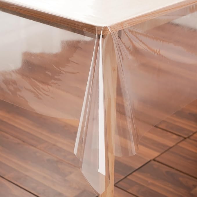 Clear Plastic Tablecloth Protector Rectangle 60x102 inch Waterproof Oilproof Stain Resistant Wipeable Table Cover for Dining Tables