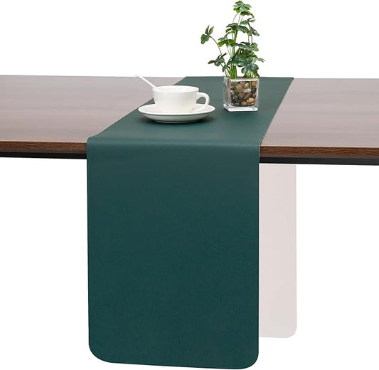 Myir JUN Table Runner Double Sided Vinyl Runner Table 72 Inch Long Runner for Table Washable Waterproof Non-Slip for Home Decorations Beige Green,12 x 72 inch