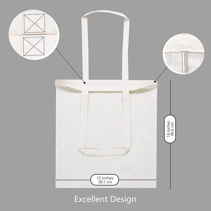 TOPDesign 3 | 6 | 12 | 24 | 48 | 192 Pack Economical Cotton Tote Bags, Lightweight Medium Reusable Grocery Shopping Cloth Bags, Suitable for DIY, Advertising, Promotion, Gift, Activity (3-Pack)