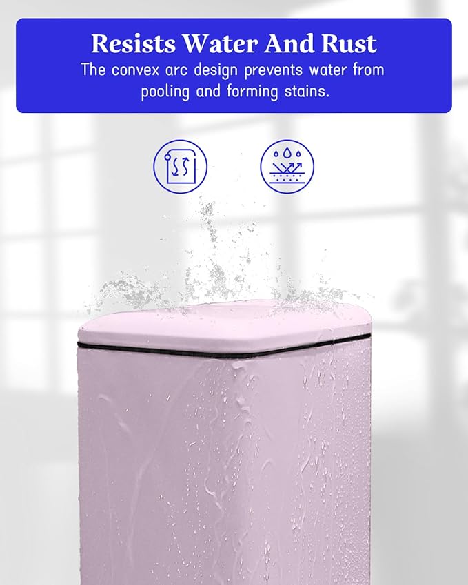 Bathroom Trash Can with Lid, 16.7L/ 4.4 Gallon Trash Can with Removable Inner Bucket, Soft Close lid, Stainless Steel Step Pedal Garbage Can for Bedroom, Kitchen, Home Office, Pink