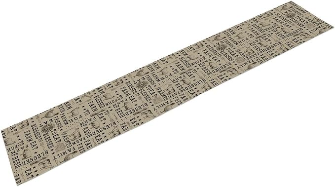 Farmhouse Animal Table Runner, Vintage Country Cow Chicken Sheep Pig Rustic Western Windmill Print Table Runner for Home Dining Kitchen Table Indoors Outdoors Party, 13x36inch