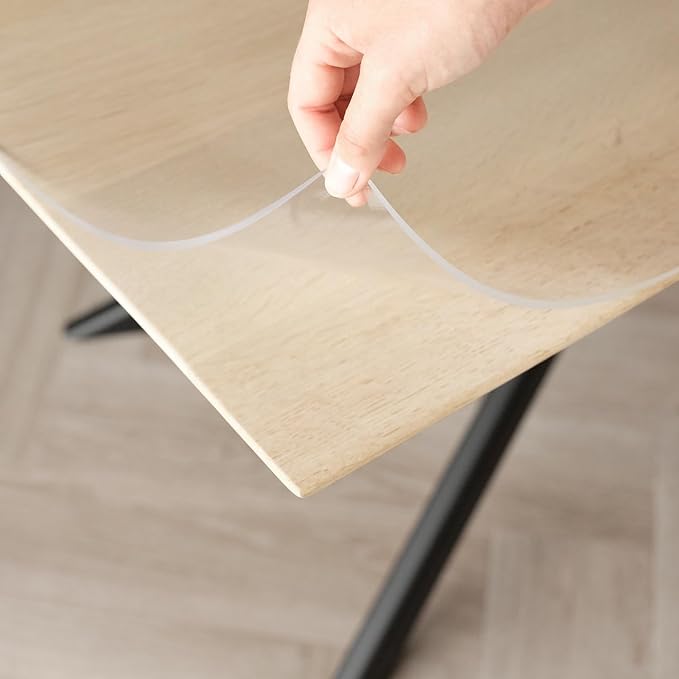 Clear Table Cover Protector, 44x84 inch , German Quality with 2 Mm Thickness, Stain Resistant Dining Pad with Beveled Edges, Washable Tablecloth, Fitted Clear Desk Cover for Indoor & Outdoor Use