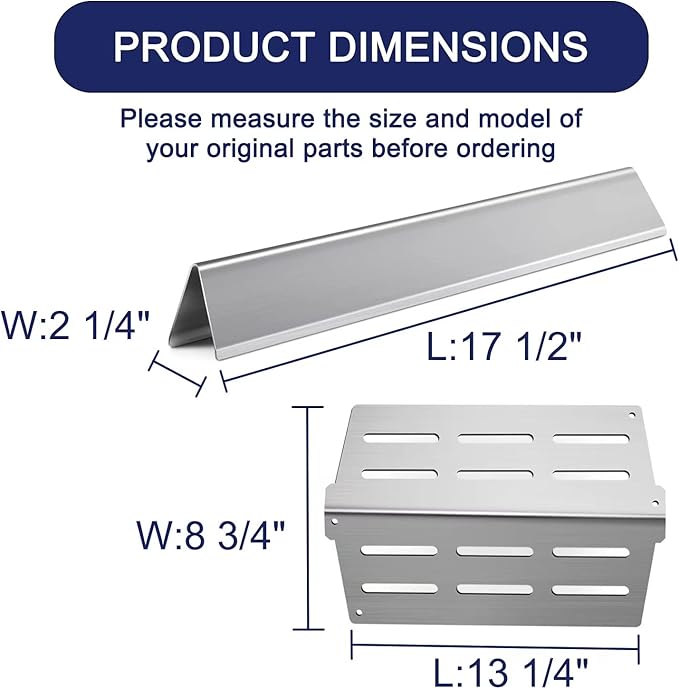 17.5" Grill Flavorizer Bars 7622 Heat Deflector for Weber Genesis E310 E320 E330 S310 S330 EP310 with Front Control Knob Stainless Steel Grill Parts for Weber Genesis 300 Series 7620 65055