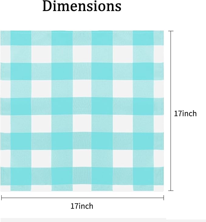 Buffalo Plaid Table Napkins Set of 25 Checkered Cloth Napkins 17x17 inch Washable Dinner Gingham Pattern Napkins Soft Napkins for Wedding Party Dining Banquet(Aqua and White)