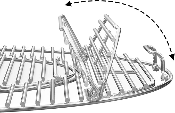 only fire Stainless Steel Grill Grate, Gourmet BBQ System Replaced Double-Side Hinged Cooking Grate for Weber 22" Charcoal Kettle Grills