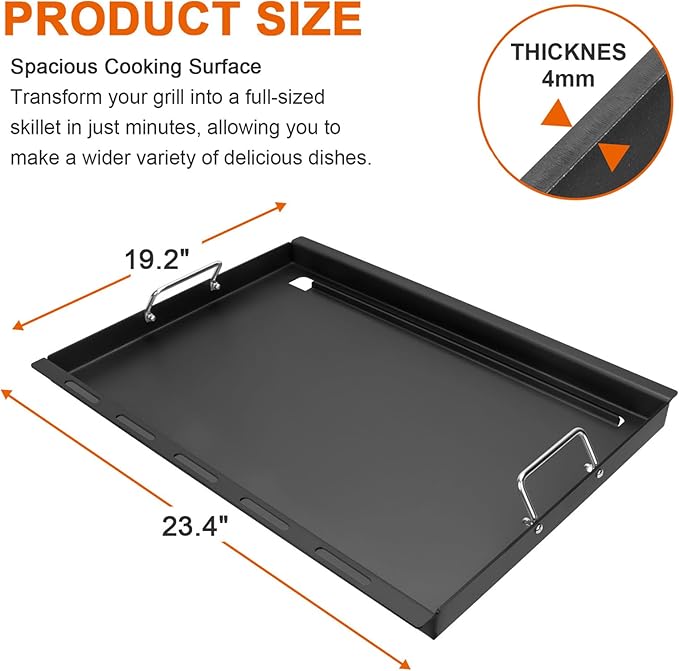 Full-Size Griddle Inserts for Weber Summit 400 Gas Grills, Flat Top Griddle Replacement Parts for Summit E-420 E-450 E-470 S-470, Replace for Weber 67550 Grates