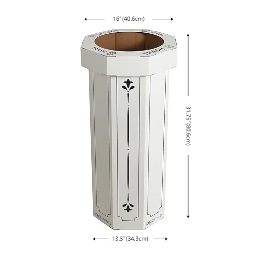 Eyely MPH1301C-SET2 Sal 25-Gallon Disposable Corrugated Cardboard Event Trash Can and Recycling Bin for BBQs, Beach, Parties & Events & Outdoor Activities, Bridal Ivory (Set of 2)