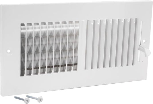 EZ-FLO 10 x 4 Inch (Duct Opening) Air Vent Cover for Wall or Ceiling, Two-Way Ventilation Register, Solid Steel HVAC Register Cover, White, 61609