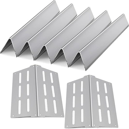 17.5" Grill Flavorizer Bars 7622 Heat Deflector for Weber Genesis E310 E320 E330 S310 S330 EP310 with Front Control Knob Stainless Steel Grill Parts for Weber Genesis 300 Series 7620 65055