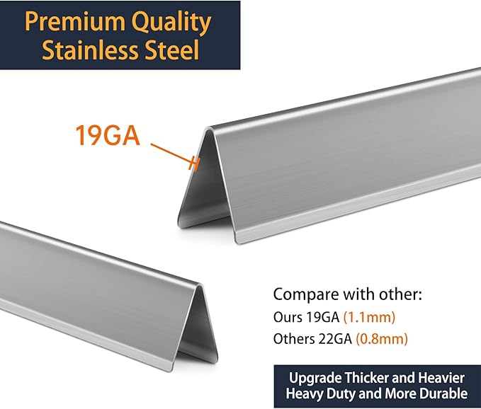 17.5" Grill Flavorizer Bars 7622 Heat Deflector for Weber Genesis E310 E320 E330 S310 S330 EP310 with Front Control Knob Stainless Steel Grill Parts for Weber Genesis 300 Series 7620 65055