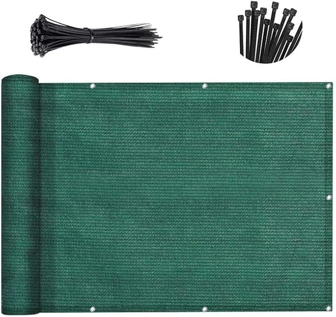 SUNNY GUARD Customized 3'x15' Dark Green Balcony Privacy Screen,92% Shade Apartments Fence Cover,Heavy Duty Mesh Windscreen for Deck,Outdoor,Backyard,Patio