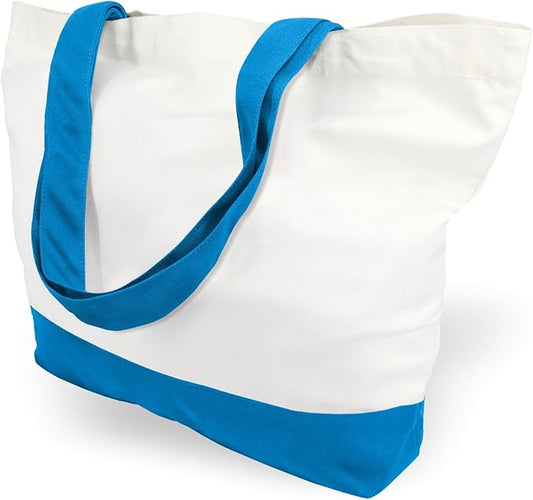 TOPDesign 3-Pack Super Strong Large 12oz Cotton Canvas Tote Bags, Reusable Grocery Shopping Cloth Bags, Fashionable Two-Tone Totes for Crafts, DIY Your Creative Designs