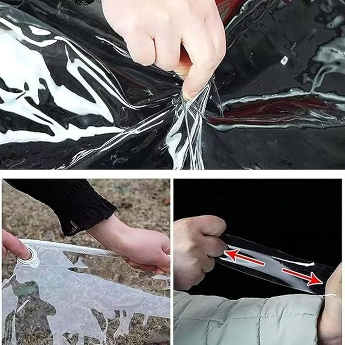 Clear Tarps Heavy Duty PVC, 14Mil Thickened Tear Resistant Waterproof PVC Vinyl Tarp，Protects Against Water,Tear, Cold Weather Resistan，for Patio,Porch and Outdoor（7' x 10'）