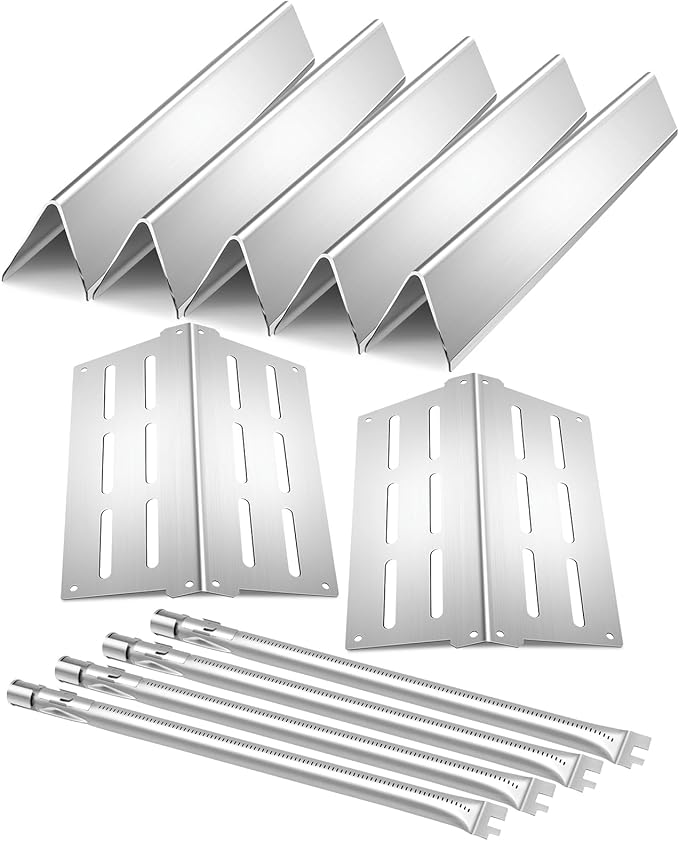 Genesis 300 Grill Parts 7620 Flavorizer Bars for Weber Genesis E310 E320 S310 E330 EP330 with 4pcs Burner 65505 Heat Deflectors Stainless Steel Replacement Parts for Weber Genesis 300 Series