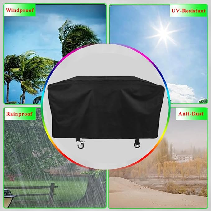 Griddle Cover Updated Fits Blackstone 5484 36 inches Cooking Station with Hood and Shelves, 600D Heavy Duty Waterproof Flat Top Grill Cover for Blackstone 5484 36" Griddle Cover Black