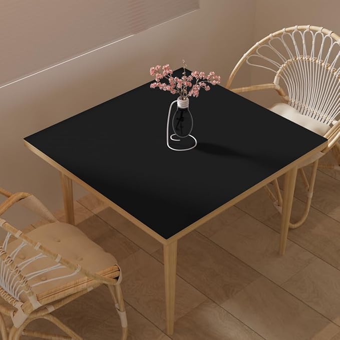 Leather Table Cover,1.8mm Thick,54x54 Inch Table Protector,Table Protector for Dining Room Table,Table Cover Protector.(Black+Black,54x54)