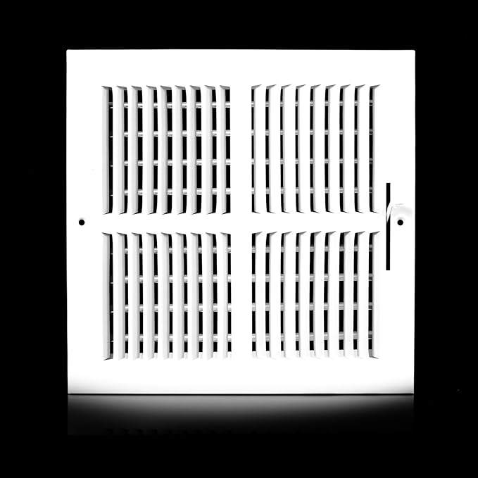 10x10 Vent Register [Duct Opening], Vent Covers for Home Ceiling, Two-Way Ventilation Register, Adjustable Solid Steel Wall Register Vent Cover (10"W x 10"H [Duct Opening])