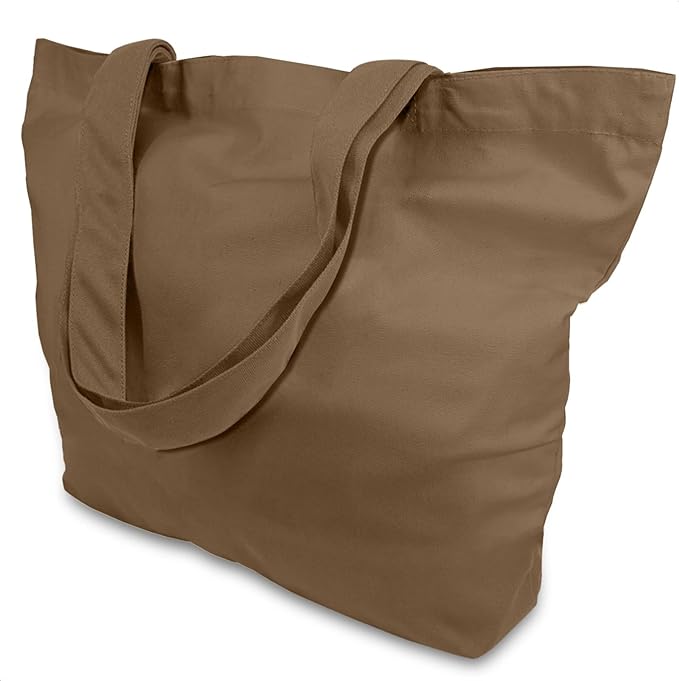 TOPDesign 3-Pack Super Strong Large 12oz Cotton Canvas Tote Bags, Reusable Grocery Shopping Cloth Bags, Fashionable Two-Tone Totes for Crafts, DIY Your Creative Designs