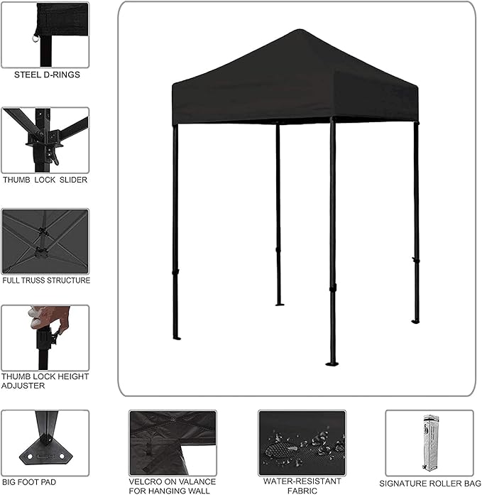 Eurmax USA 5'x5' Pop Up Canopy Tent Commercial Instant Canopies with Heavy Duty Roller Bag,Bonus 4 Sand Weights Bags (Greyish Green)