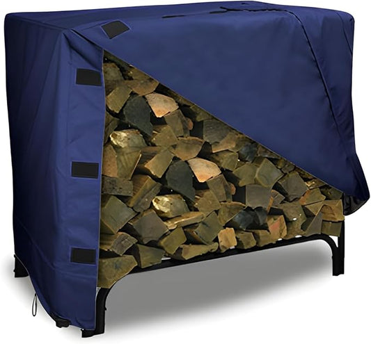 Eevelle Patio Log Rack Cover Made with Marinex Marine Grade Fabric - Waterproof - Durable Firewood Storage Large Log Rack Covers - Weather Protection - (42" H x 48" L x 24" D, Navy)