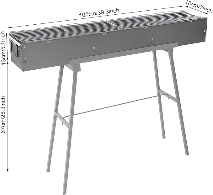 Portable Charcoal Grill, Folding Camping Barbecue Grill, Outdoor Stainless steel Barbecue Grills with Adjustable Air Vents for Outdoor Cooking, Camping, Picnics