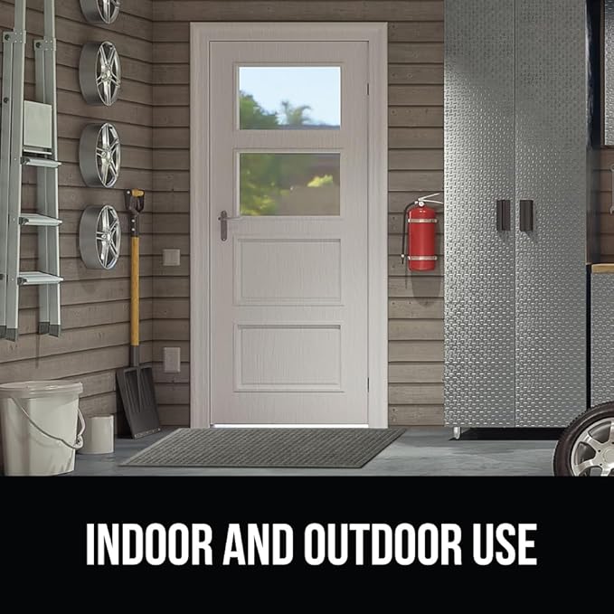GORILLA GRIP Front Door Mat, Indoor Outdoor Ultra Absorbent HydroAbsorb Doormat, Absorbs Up to 1.7 Cups of Water, Stain and Fade Resistant, Rubber Backing Doormats, Captures Dirt, 29x17 Gray