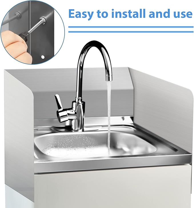 Therwen 2 Pcs Stainless Steel Side Splash Guard for Sink 15 x 6 Inch Wall Mount Guard with Screws Commercial Restaurant Hand Sink and Compartment Prep Sink Kitchen Sink Splash Protector Supply