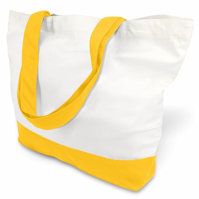 TOPDesign 3-Pack Super Strong Large 12oz Cotton Canvas Tote Bags, Reusable Grocery Shopping Cloth Bags, Fashionable Two-Tone Totes for Crafts, DIY Your Creative Designs