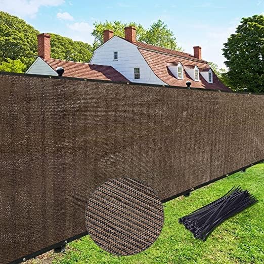 UPGRADE Privacy Fence Screen 6'x23' Brown Outdoor 90% Visibility Blockage 170 GSM Mesh Shade Cover Panels for Backyard,Balcony,Home Decoration with Zip Ties,Customized Avaliable