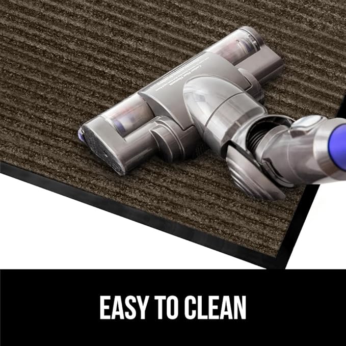 GORILLA GRIP Waterproof Traffic Guard Door Mat, Heavy Duty Entryway Mats, Strong Rubber Back Commercial Utility Rugs for Office Hallway, Garage Floor and Home, Low Profile Carpet Runner, 29x17, Brown