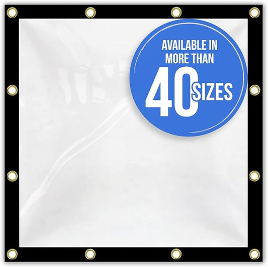 Covers & all Clear Tarp Heavy Duty Waterproof, 20mil Clear Tarp with Grommets, Outdoor Tarp for Patio Covers, Porch Screens, Greenhouses, Chicken Coop (6' H x 12' W Feet), Indoor or Outdoor Use