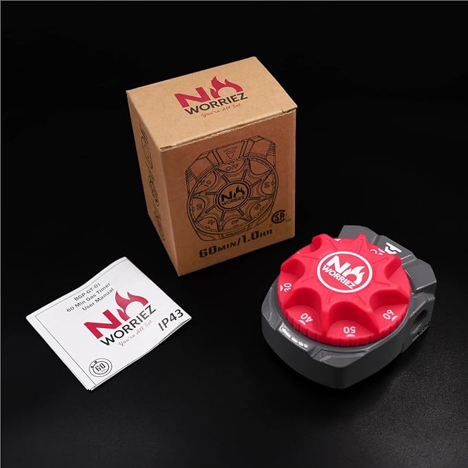 NO WORRIEZ Safety Auto Shut-Off Gas Timer for Propane & Natural Gas | Outdoor Grill, Fire Pit, Pizza Oven | – 100,000 BTU 1/2" NPT, Patent Pending