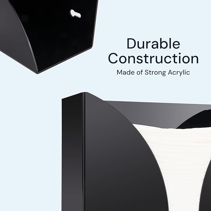 Acrylic Napkin Holder Wall Mount, 2 Pack Black - Multifold Paper Towel Dispenser for Bathroom & Kitchen Accessory - Open Top Guest Hand Towel Tray