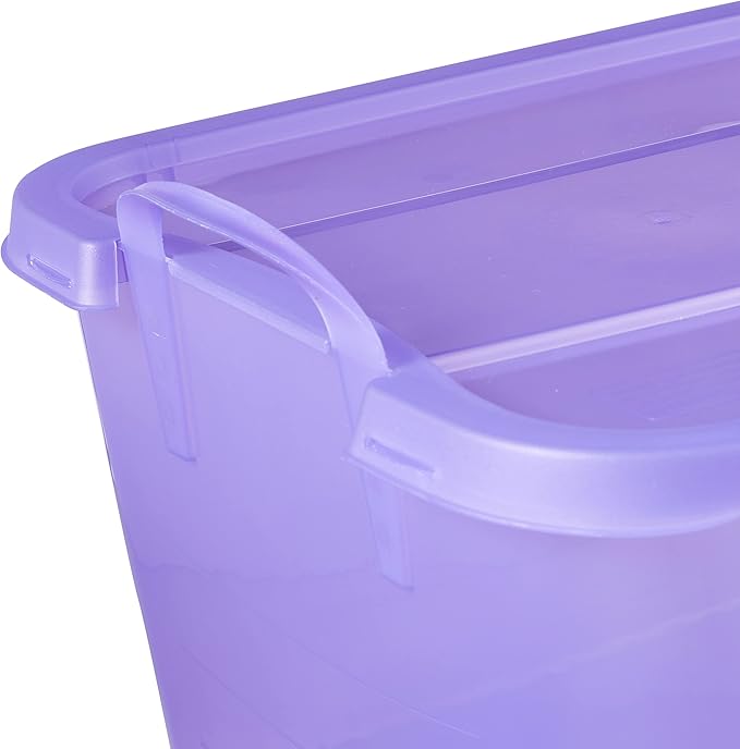 Life Story 24 Pack Light Duty Stackable Storage Bin, 55 Quart Home Organizer, Versatile Lightweight Locking Bins with Carrying Handles, Purple