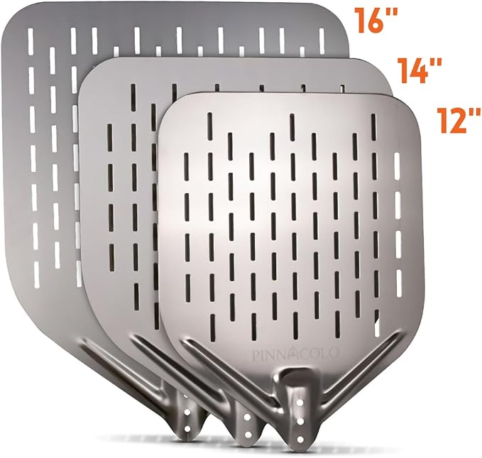 16 Inch Perforated Aluminum Pizza Peel with Handle - Lightweight and Premium, Perfect for Homemade Pizza, Bread, and Pastries