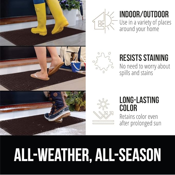GORILLA GRIP Front Door Mat, 35x23, Indoor Outdoor Ultra Absorbent HydroAbsorb Doormat, Absorbs Up to 5.7 Cups of Water, Stain and Fade Resistant, Rubber Backing Doormats, Captures Dirt, Coffee
