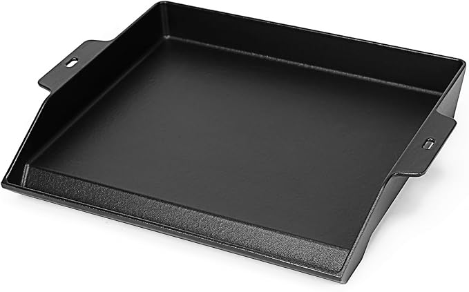 Utheer 17" x 13" Cast Iron Griddle for Gas Grill and Stove Top, Universal Flat Top Griddle with Pre-Seasoned Nonstick Coating, X-Shaped Reinforced Ridges, Perfect for Healthy Cooking, Parties, Camping