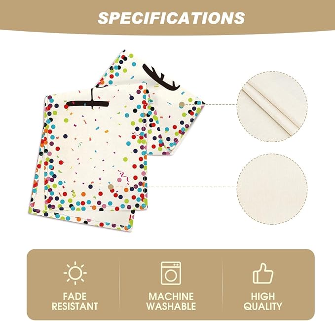 Artoid Mode Polka Dot Beige Happy Birthday Table Runner, Seasonal Kitchen Dining Table Decoration for Home Party Decor 13x48 Inch