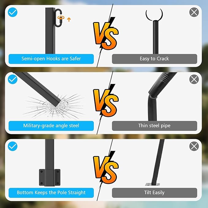10 Pack String Light Poles,2.8Ft Metal Poles for Outdoor String Lights,Outdoor Light Poles with Post,Poles/Stand for Outside,Patio,Deck,Backyard,Garden Wedding,Party