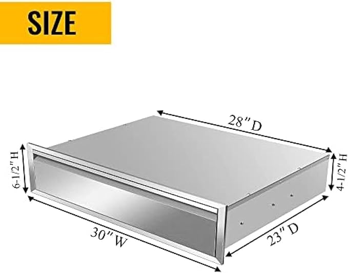Flush Mount Stainless Steel Double Drawers with Recessed Handles for Outdoor Kitchens Or BBQ Island,-30W X 6.5H X 23D Inch