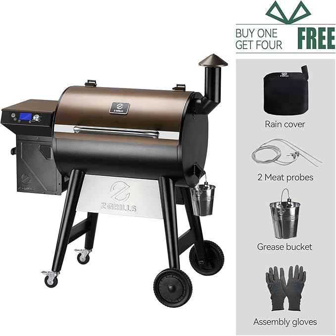 Z GRILLS Wood Pellet Grill & Smoker, 8-in-1 Outdoor BBQ Grill with PID 3.0 Controller, 697 sq in Cooking Area, 2 Meat Probes, LCD Screen, Rain Cover Included