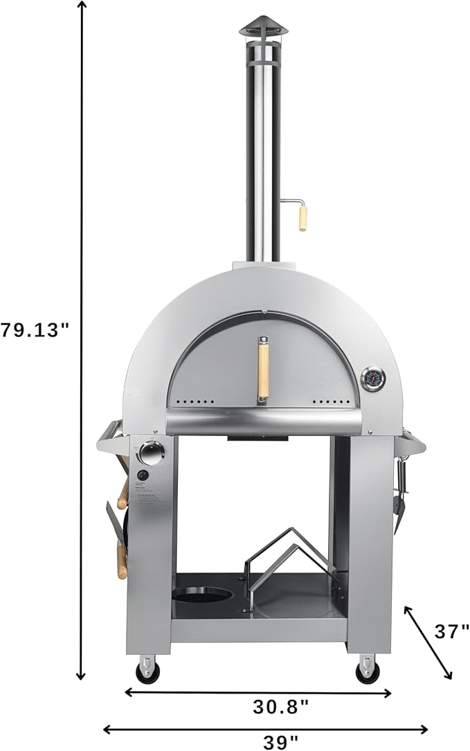KoolMore 32 in. Outdoor Gas and Wood fired Pizza Oven in Stainless-Steel (KM-OKS-DFPO)
