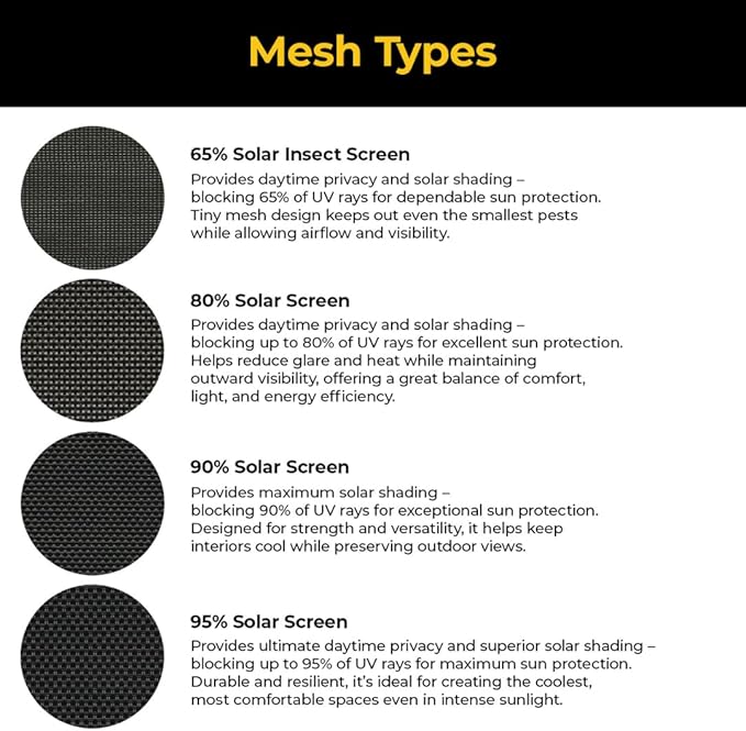 Custom Solar Screens for Windows Exterior 95% Shade - Pre-Framed Solar Window Screen Mesh - Home Improvement for Reduced Glare & Heat - UV Blocker Fabric - Fully-Assembled & Ready to Install