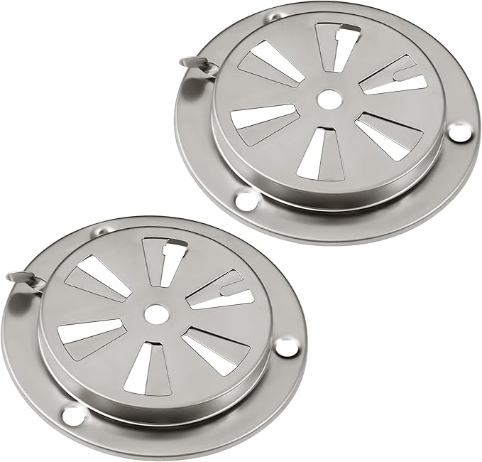 BBQ Smoker Air Vent Set, 2 Pieces Stainless Steel Grill Damper for Increased Airflow, Replacement Parts for Grill, Stove and Smoker (2)
