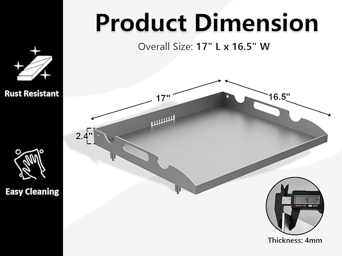 Flat Top Tabletop Griddle Replacement Top for Blackstone 17" Flat Top Grill 1814 1832 1819 1650, Griddle Top Replacement Parts for 17 Inch Blackstone with Rear Grease System & Handy Handle