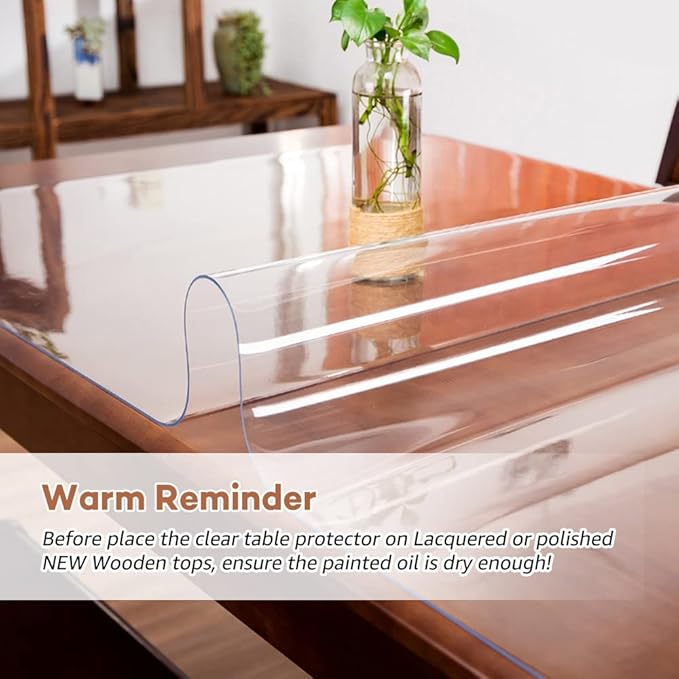 RostiKong 60 x 72 Inch Conference Table Cover Protector Transparent Plastic Table Mat Desktop Pad Rectangular Acrylic Table Pad Furniture Protector for Large Glass Marble Coffee Kitchen Dining Table