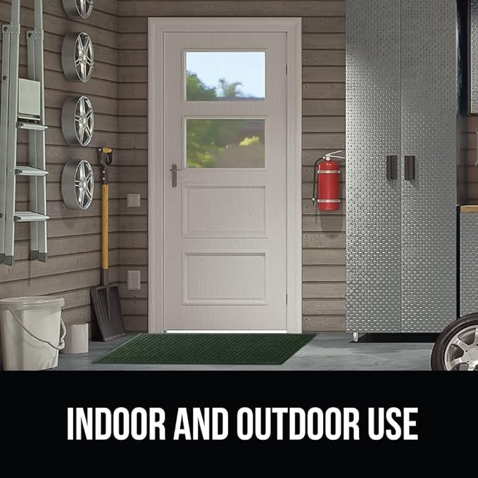 GORILLA GRIP Front Door Mat, Indoor Outdoor Ultra Absorbent HydroAbsorb Doormat, Absorbs Up to 1.7 Cups of Water, Stain and Fade Resistant, Rubber Backing Doormats, Captures Dirt, 29x17 Green