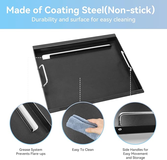 Full-Size Griddle Inserts for Weber Spirit 300 Spirit II 300 Series, Flat Top Griddle Plate for Spirit E-310, E-320, S-310, S-320 Spirit II E/S-310 E/S-320 Series, Replacement for Weber 6787