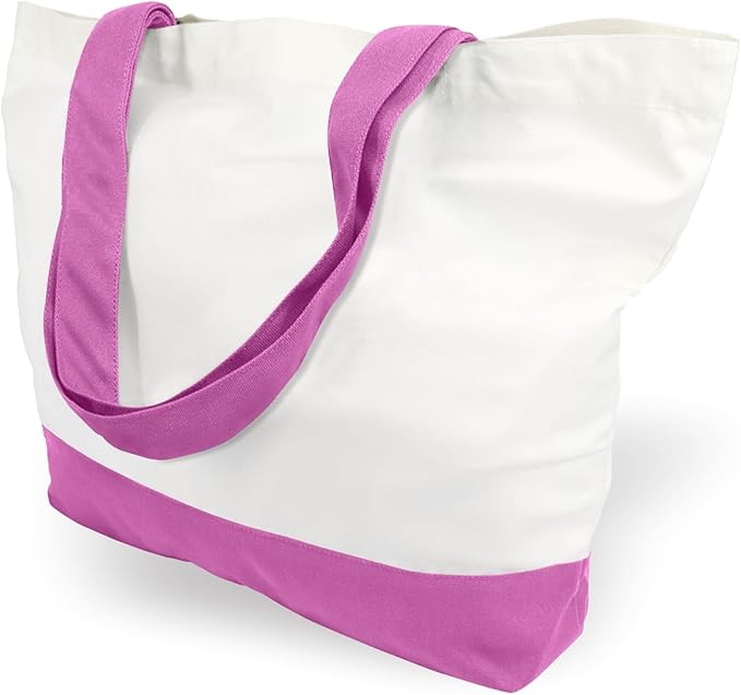 TOPDesign 3-Pack Super Strong Large 12oz Cotton Canvas Tote Bags, Reusable Grocery Shopping Cloth Bags, Fashionable Two-Tone Totes for Crafts, DIY Your Creative Designs